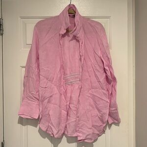 Zara Pink Linen Smocked Back top